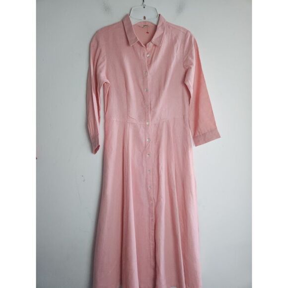 AND Women Pink A-Line Button Down Shirt A-Line Linen Blend Dress size 8 - Picture 2 of 10